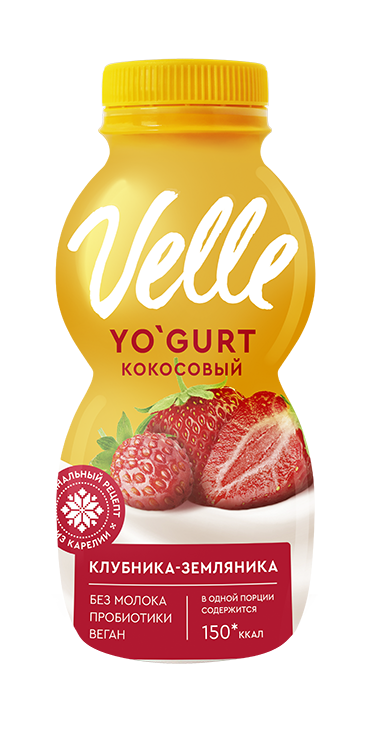 Питьевой кокосовый йогурт Velle Клубника-земляника, 230г