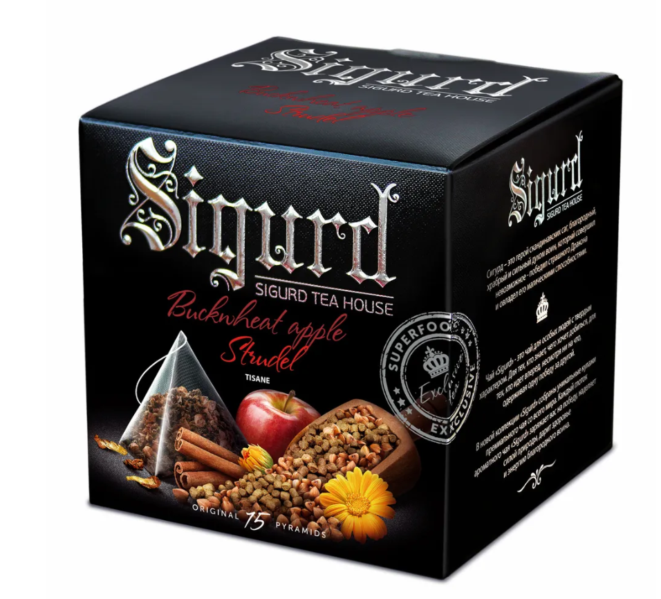 Гречишный чай Яблочный штрудель Buckwheat Apple strudel SIGURD, 15*2гр