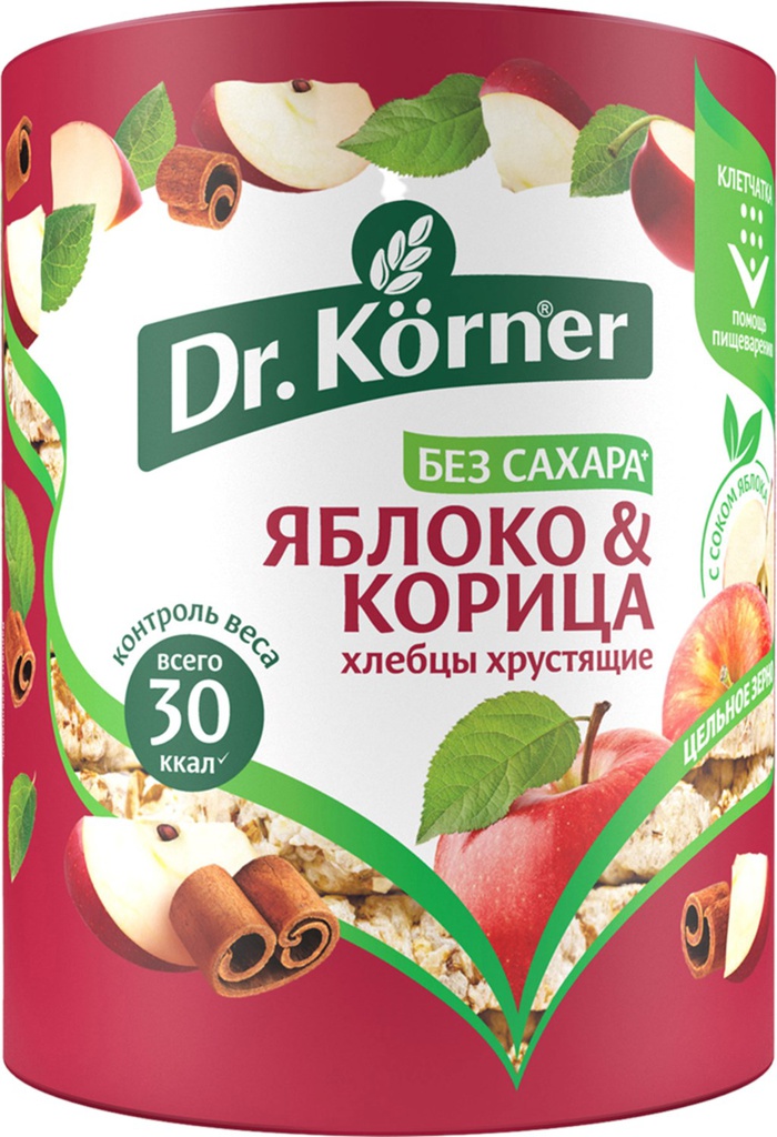 Хлебцы Dr Korner яблоко и корица без сахара 100г