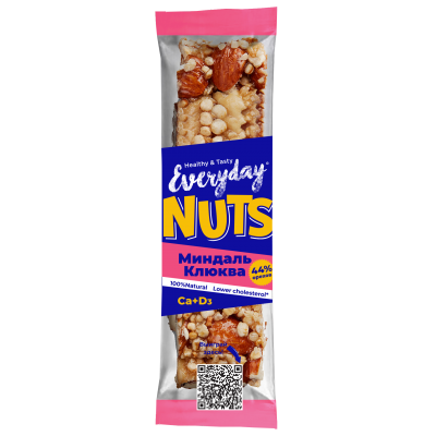 Ореховый батончик Everyday Nuts Миндаль-клюква 40г