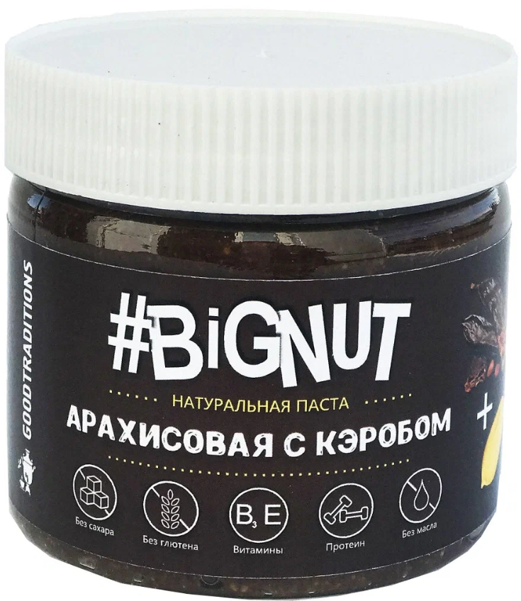 Арахисовая паста с кэробом BigNut 300г