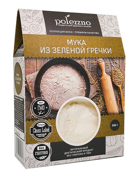 Мука из зеленой гречки Polezzno, 500г