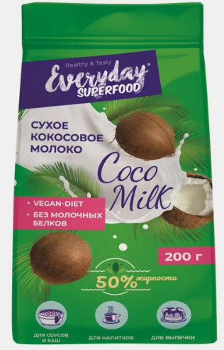 Сухое кокосовое молоко Everyday 50% жирности, 200гр