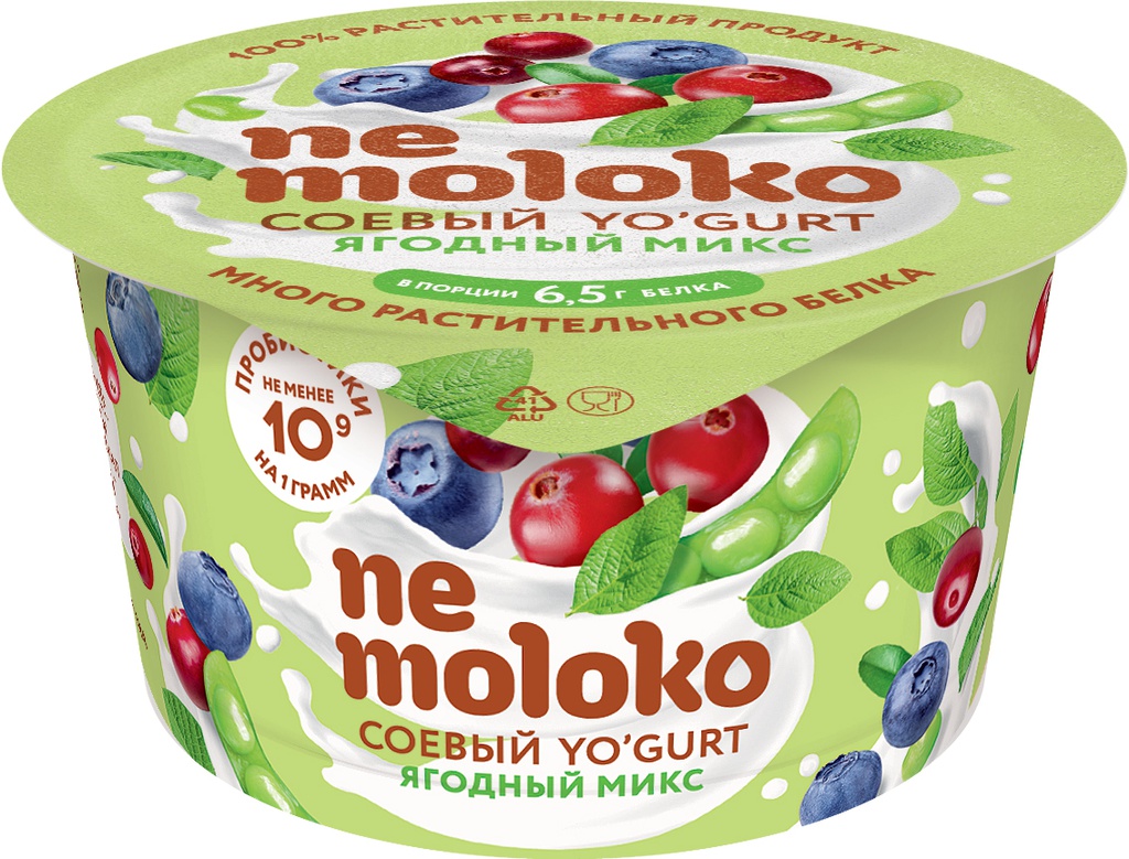 Йогурт продукт соевый Ягодный микс NeMoloko, 130г