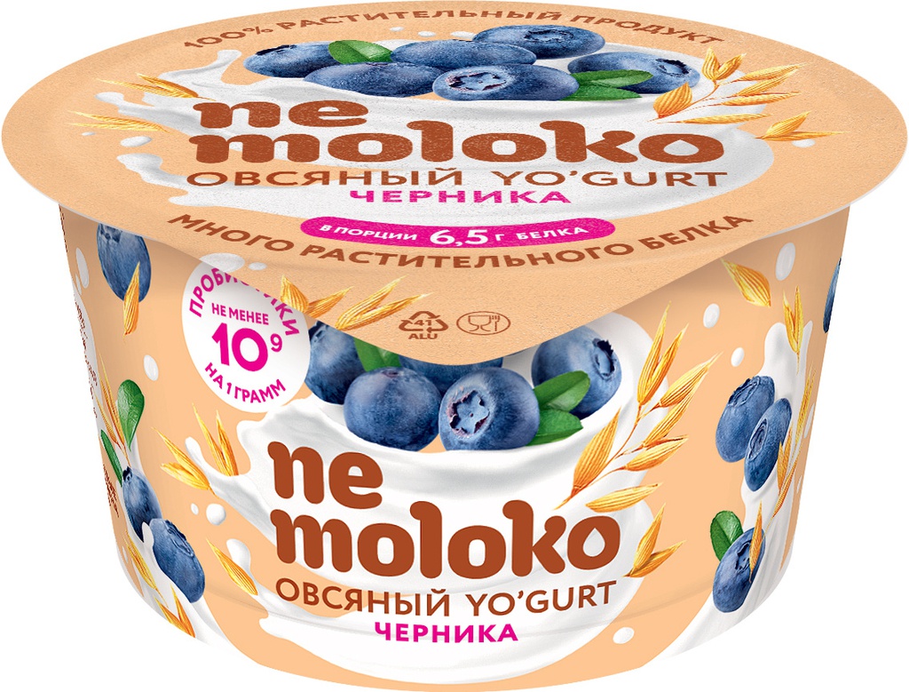 Йогурт продукт овсяный Черника NeMoloko, 130г