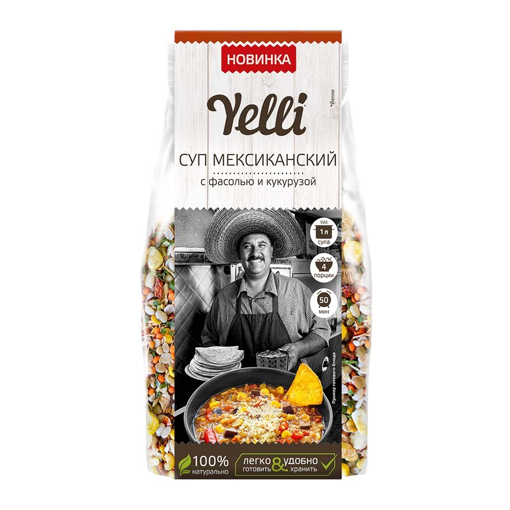 Суп Yelli Мексиканский с фасолью и кукурузой, 120г