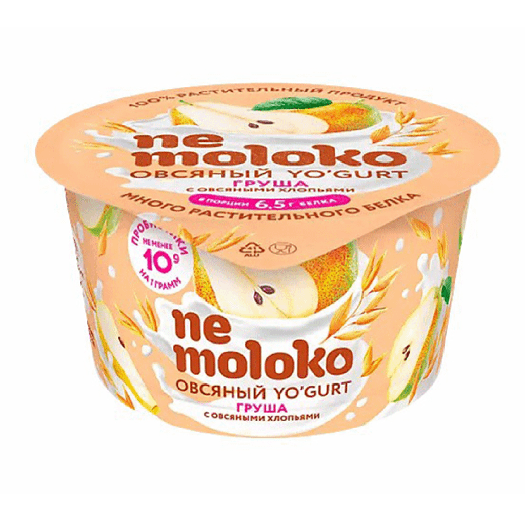 Йогурт продукт овсяный груша и овсяные хлопья NeMoloko, 130г