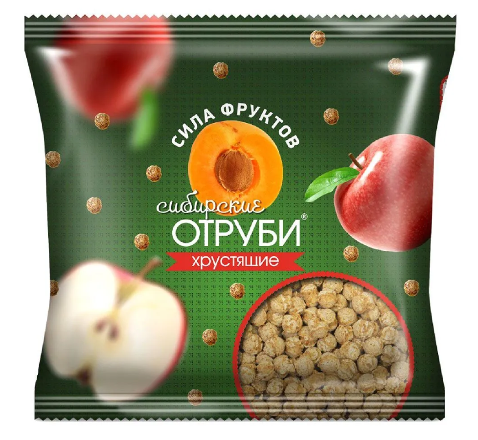 Отруби Сибирские хрустящие "Сила фруктов" пшеничные шарики,100гр