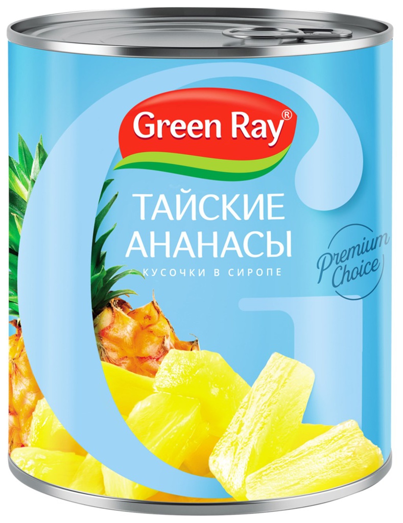 Green Ray Ананасы тайские кусочки 580 мл